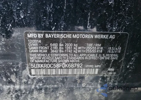 2015 BMW X5 xDrive35I z USA, uszkodzony, nr VIN 5UXKR0C58F0K68792